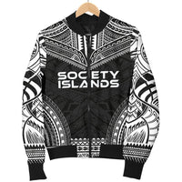 Society Islands Polynesian Chief Men's Bomber Jacket - Black Version - Polynesian Pride