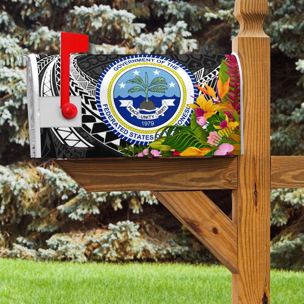 Federated States of Micronesia Mailbox Cover - Custom Personalised Tropical Flowers Style - Polynesian Pride