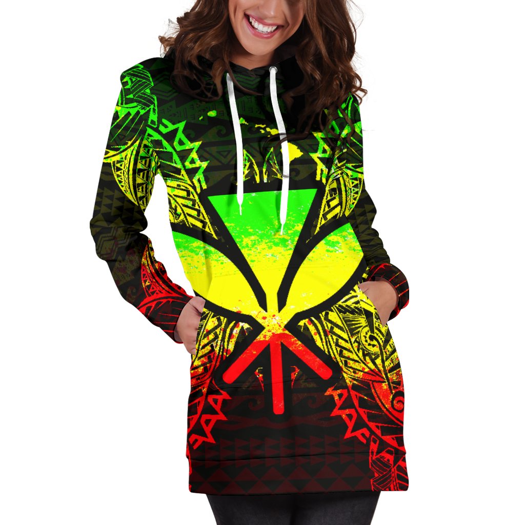 Hawaii Polynesian Hoodie Dress Map Reggae - Polynesian Pride
