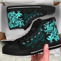 Polynesian Hawaii High Top Shoes - Kanaka Maoli Blue Turtle - Polynesian Pride