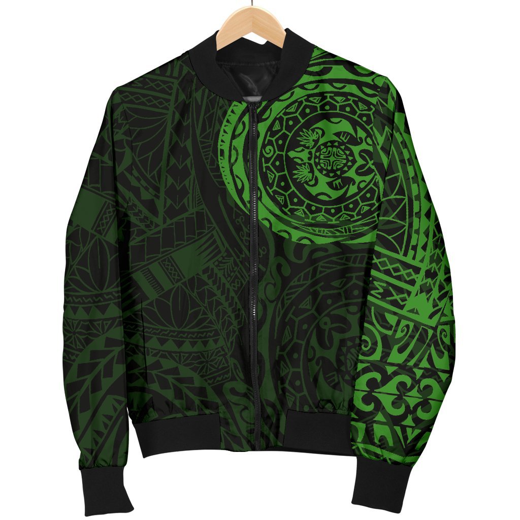 Polynesian Tattoo Style Men's Bomber Jacket Green - Polynesian Pride