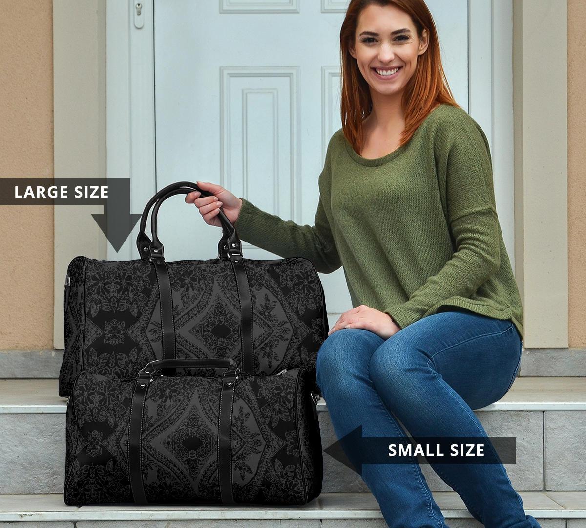 Polynesian Plumeria Mix Gray Black Hawaii Travel Bag - Polynesian Pride