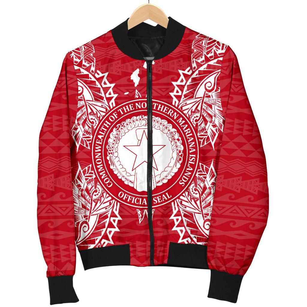 Northern Mariana Islands Polynesian Men's Bomber Jacket Map Red White - Polynesian Pride