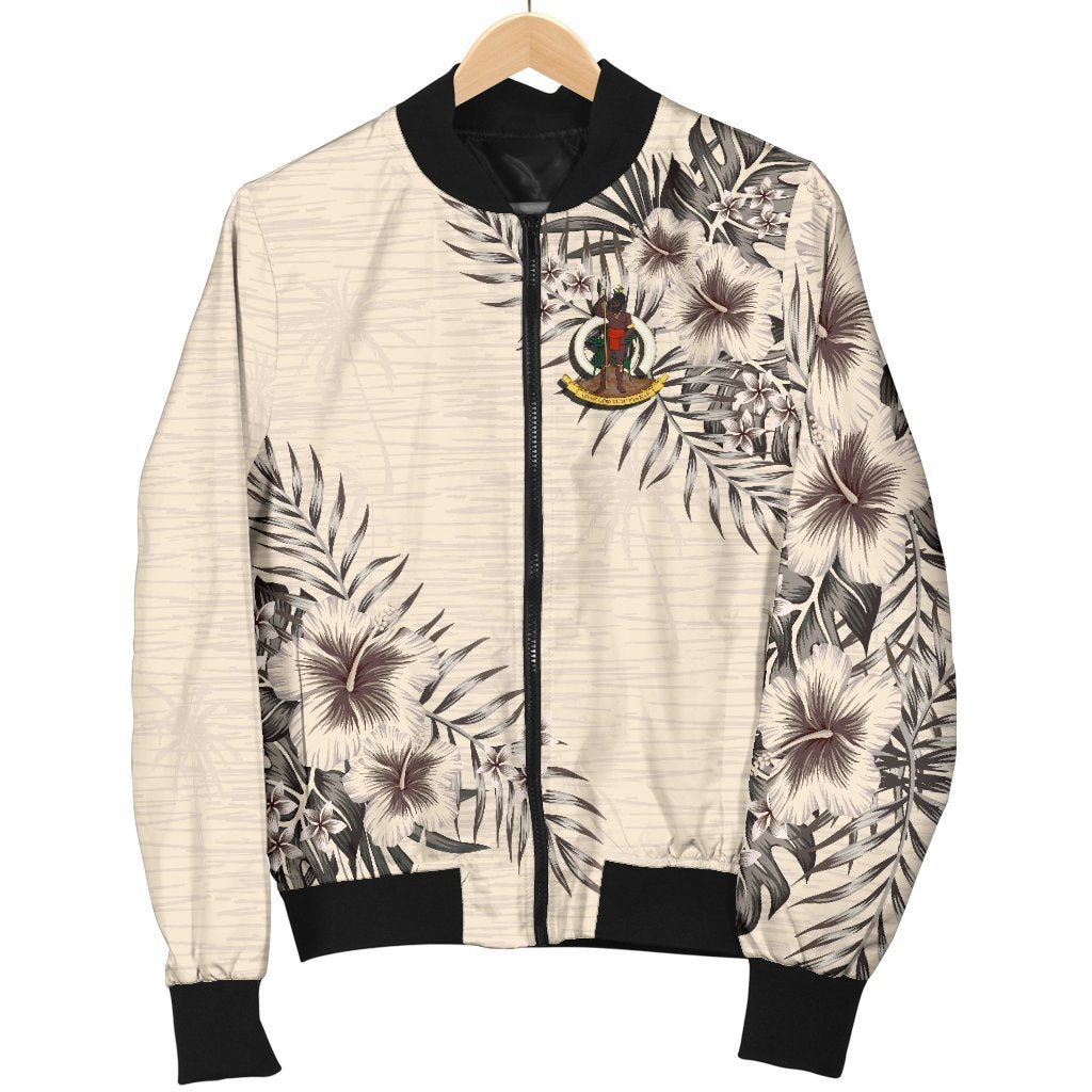 Vanuatu Men's Bomber Jacket - The Beige Hibiscus - Polynesian Pride