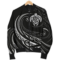 Hawaii Turtle Map Polynesian Men's Bomber Jacket - White - Frida Style - Polynesian Pride