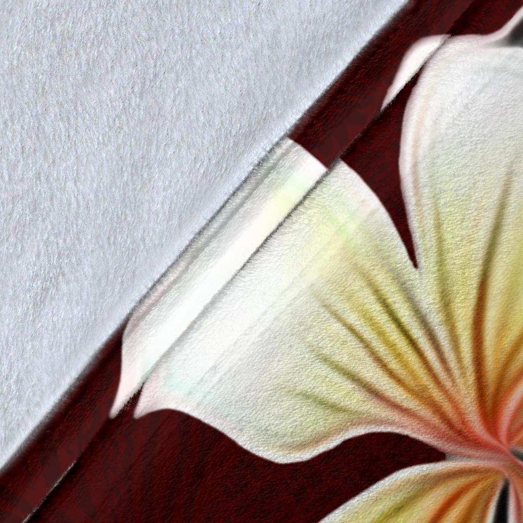 Hawaii Plumeria And Turtle Red Background Premium Blanket - Polynesian Pride