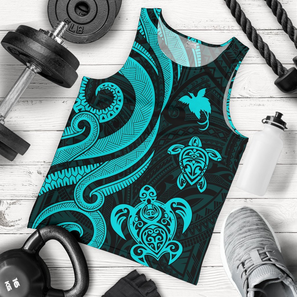 Papua New Guinea Men's Tank Top - Turquoise Tentacle Turtle Turquoise - Polynesian Pride
