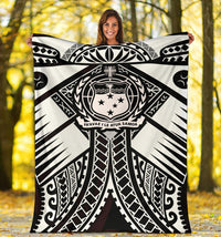 Samoa Polynesian Premium Blanket - Samoa White Seal with Polynesian Tattoo - Polynesian Pride