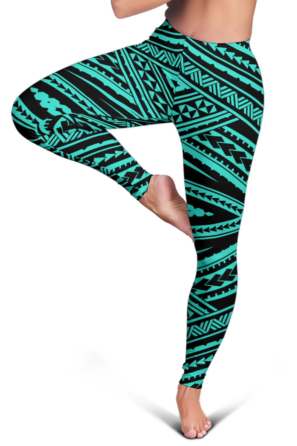 Polynesian Tatau Turquoise Hawaii Women's Leggings AH - Polynesian Pride