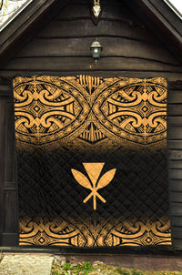 Hawaii Premium Quilt - Gold Kanaka Maoli Polynesian Tattoo & Black Frog - Polynesian Pride