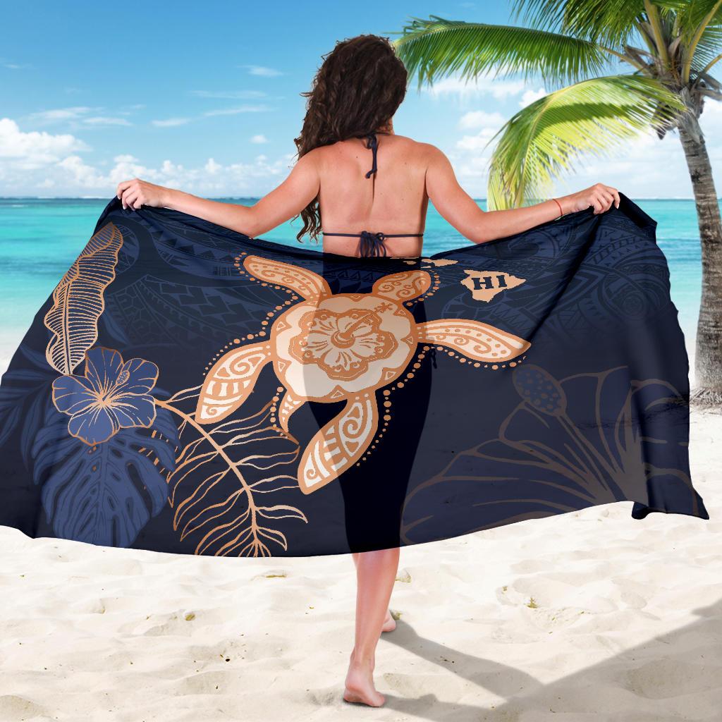 Hawaii Kakau Polynesian Turtle Map Sarong - Indigo Ver 1 - Polynesian Pride
