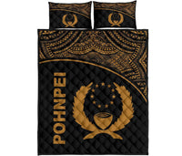 Pohnpei Quilt Bed Set - Chuuk Flag Curve Version Yellow - Polynesian Pride