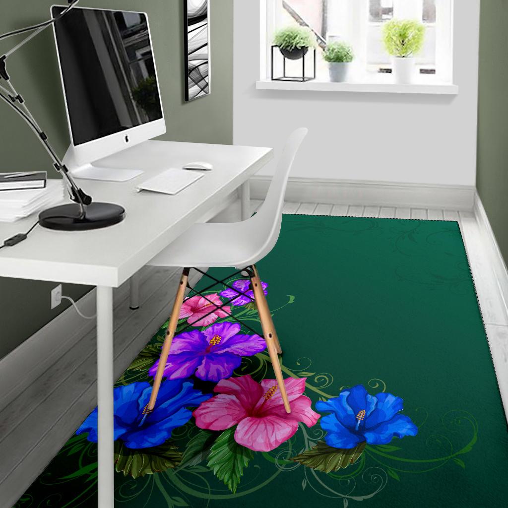 Colorful Hibiscus Area Rug - Polynesian Pride