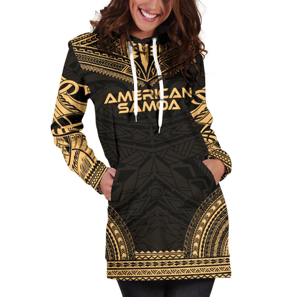 American Samoa Women's Hoodie Dress - Polynesian Gold Chief - Polynesian Pride