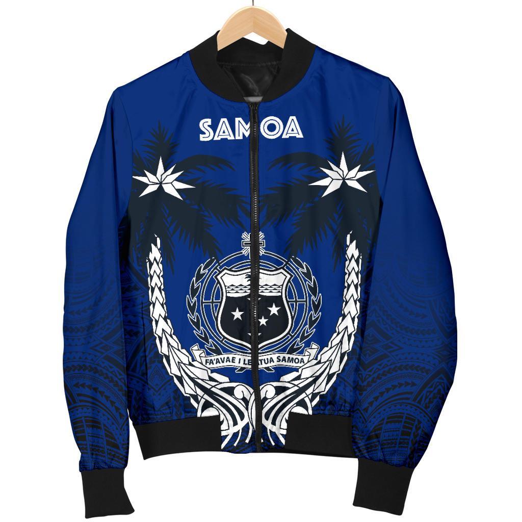Samoa Polynesian Coconut Men's Bomber Jacket (Blue) - Polynesian Pride
