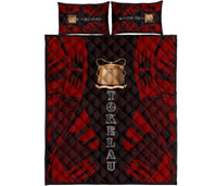 Tokelau Quilt Bed Set - Tokelau Coat Of Arms Red Tattoo Style Art - Polynesian Pride
