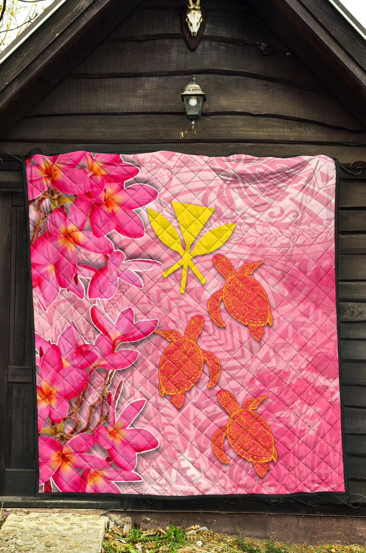 Hawaii Premium Quilt - Polynesian Pink Plumeria Turtle - Polynesian Pride