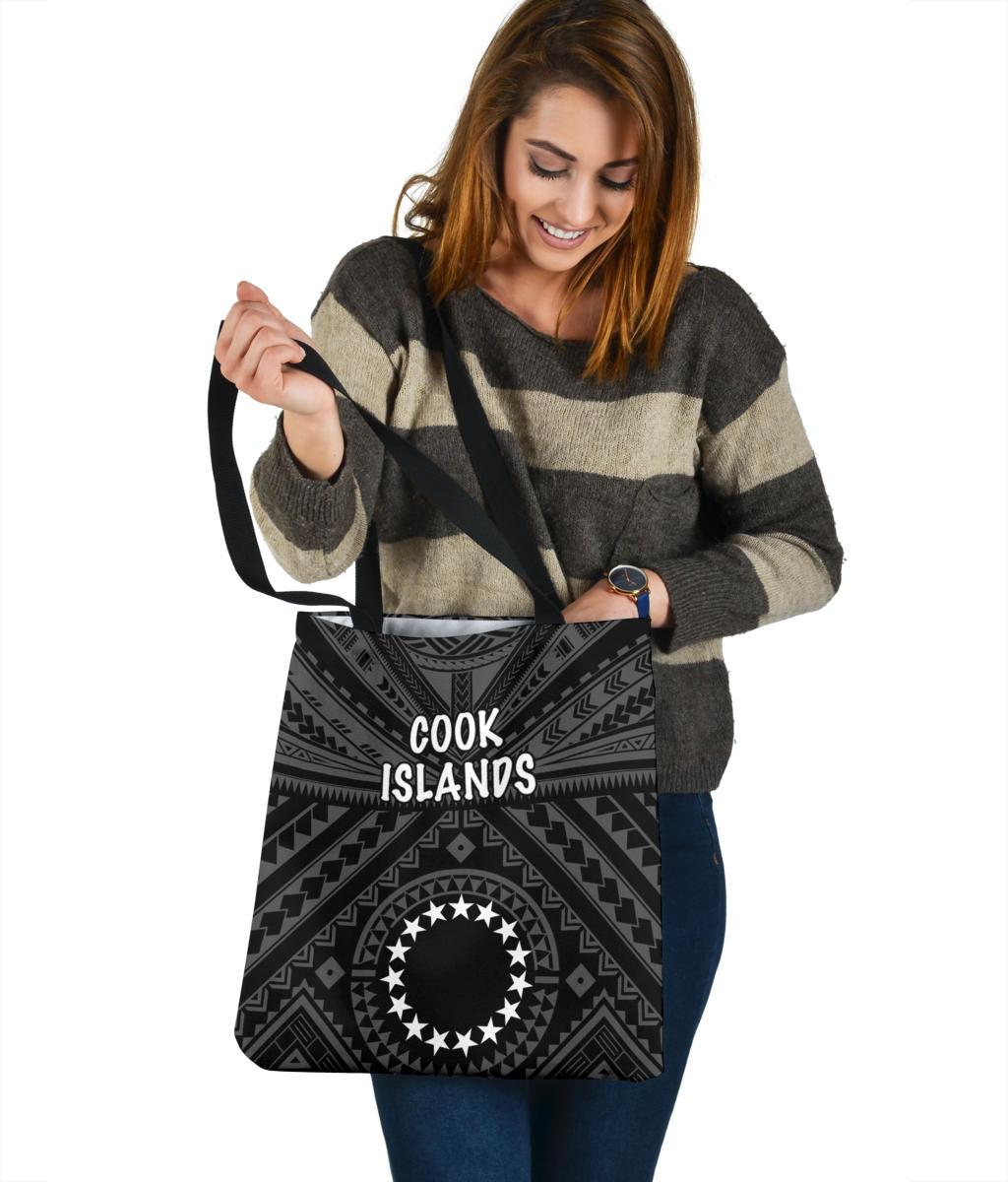 Cook Island Tote Bags - Seal With Polynesian Tattoo Style ( Black) - Polynesian Pride