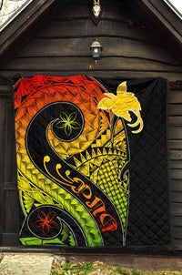 Papua New Guinea Premium Quilt - PNG Bird And Polynesian Decorative Pattern - Polynesian Pride