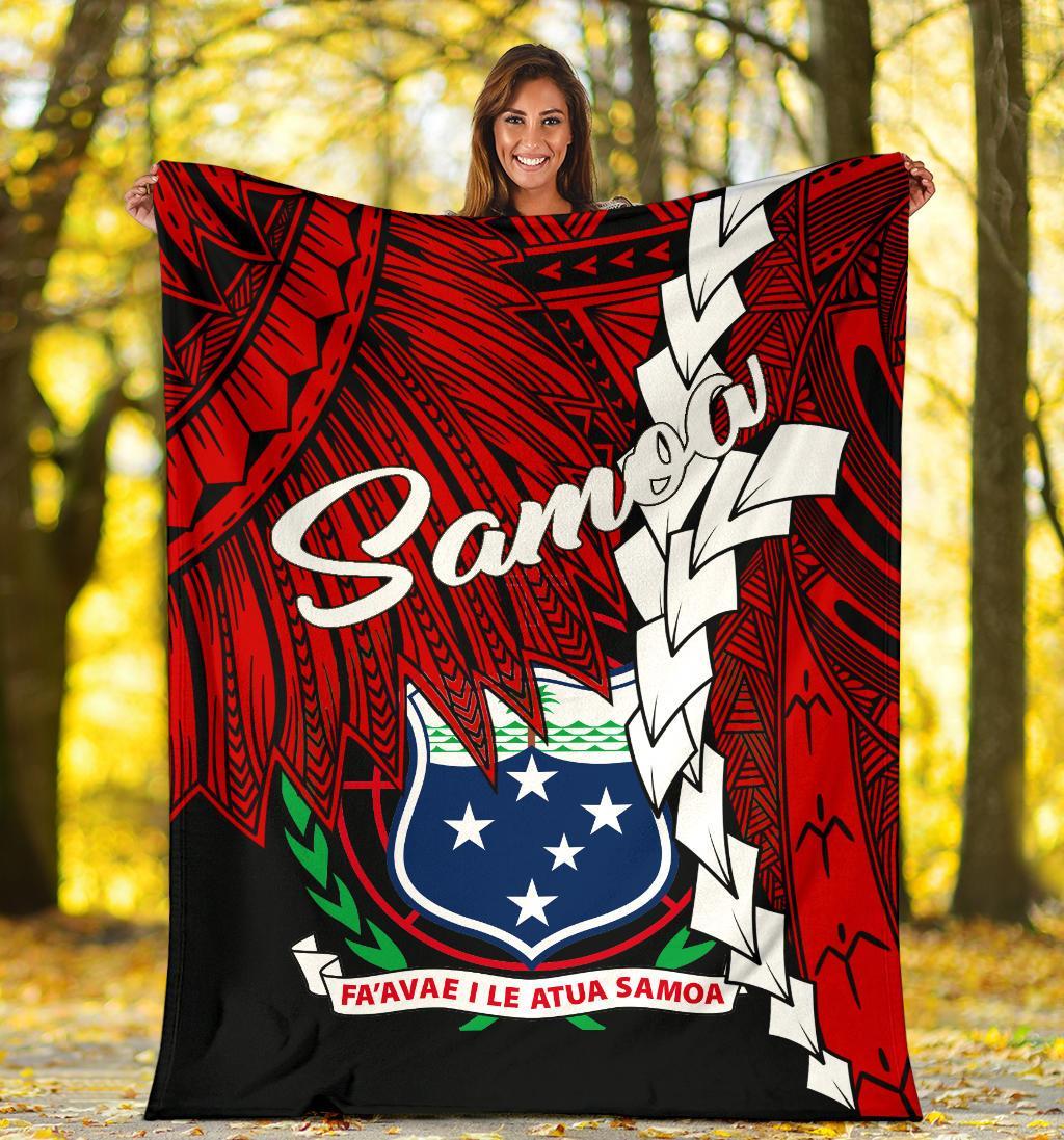 Samoa Polynesian Premium Blanket - Tribal Wave Tattoo Flag Tattoo - Polynesian Pride
