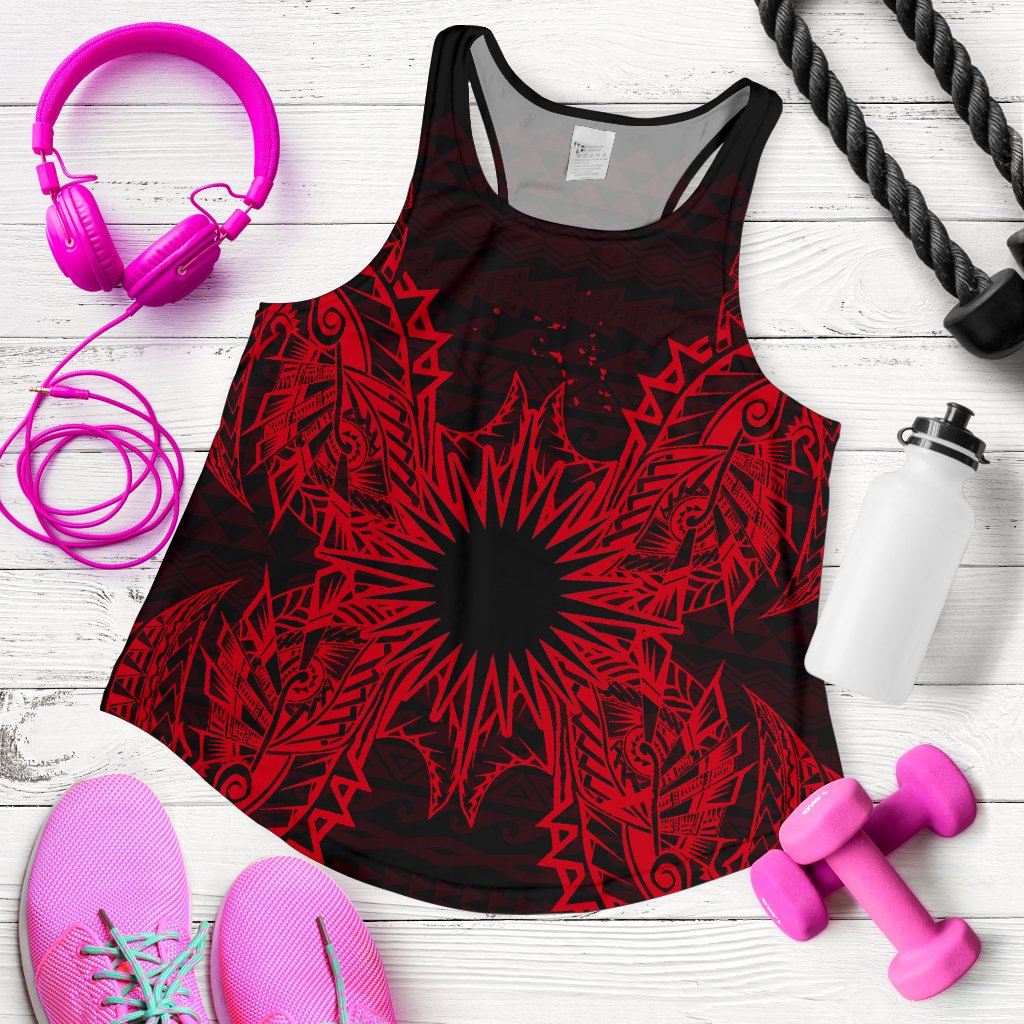 Marshall Islands Polynesian Women Tank Top Map Red - Polynesian Pride