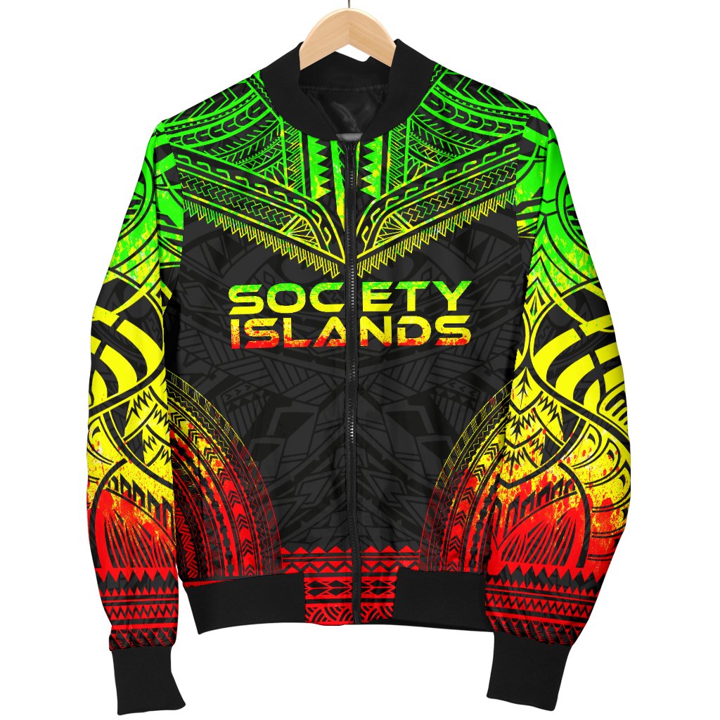 Society Islands Polynesian Chief Men's Bomber Jacket - Reggae Version - Polynesian Pride