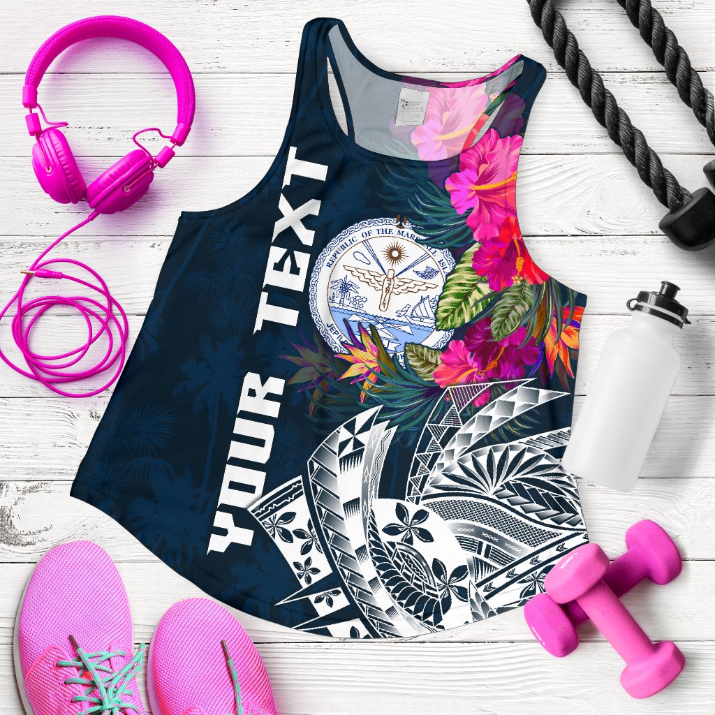 Marshall Island Custom Personalised Women's Racerback Tank - Summer Vibes Blue - Polynesian Pride