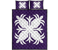 Hawaiian Quilt Bed Set Royal Pattern - Purple - A2 Style - Polynesian Pride