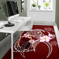 Hawaiian Hibiscus Polynesian Rug Red Rug - Polynesian Pride
