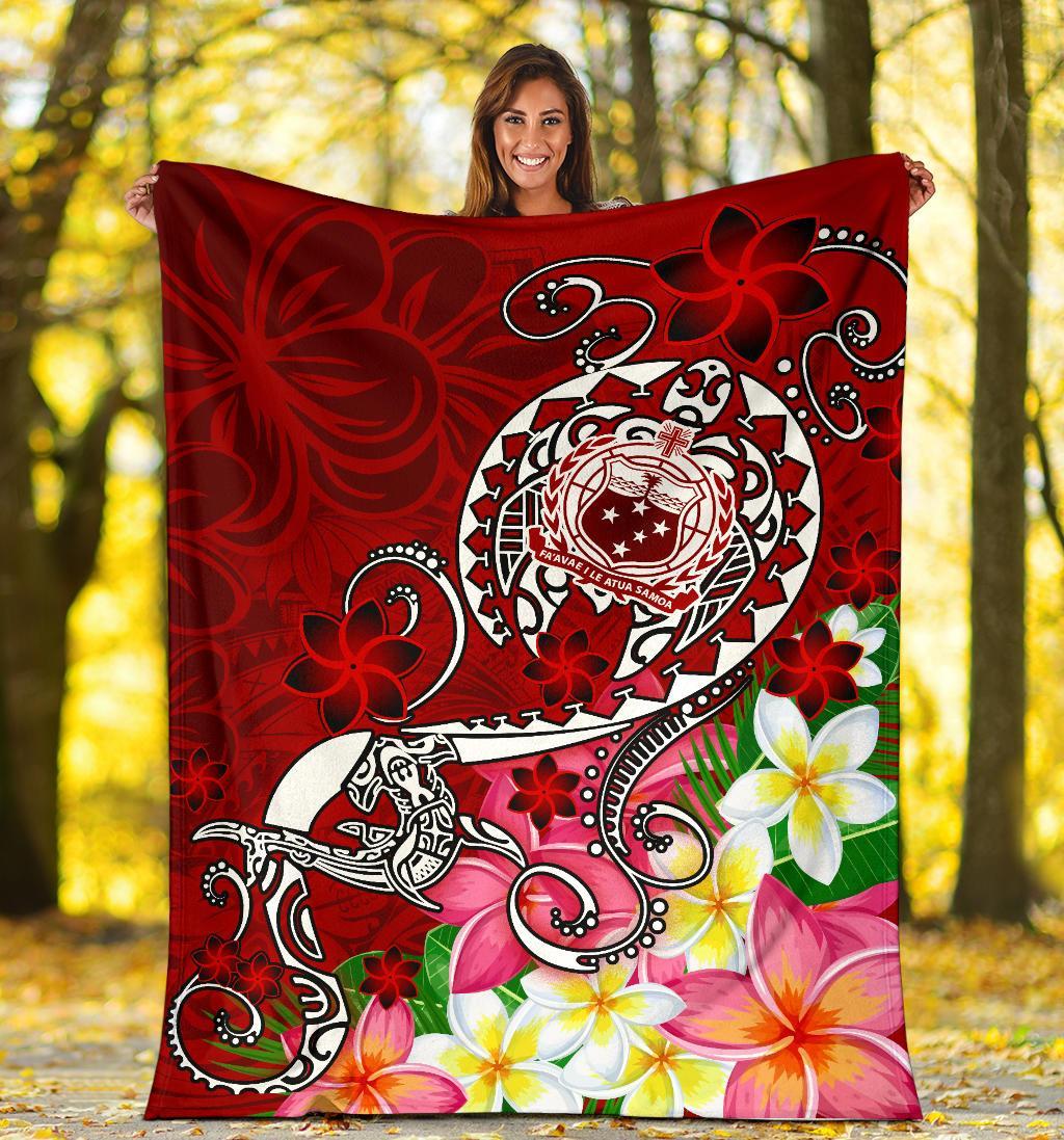 Samoa Premium Blanket - Turtle Plumeria (Red) - Polynesian Pride