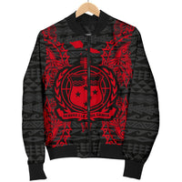 Samoa Polynesian Men's Bomber Jacket Map Red - Polynesian Pride
