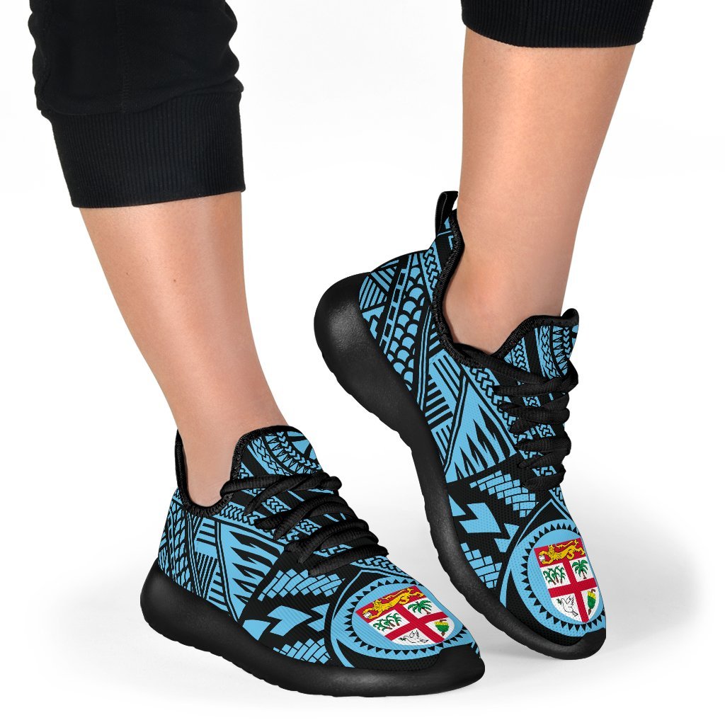 Fiji Polynesian Tattoo Mesh Knit Sneakers Blue - Polynesian Pride