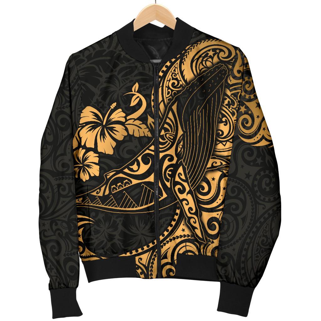 Polynesian Hawaii Men's Bomber Jacket - Polynesian Golden Humpback Whale - Polynesian Pride