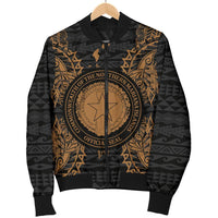 Northern Mariana Islands Polynesian Men's Bomber Jacket Map Gold - Polynesian Pride