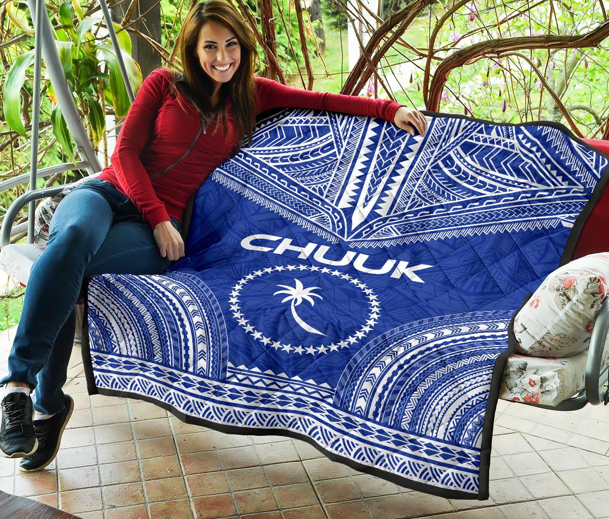 Chuuk Premium Quilt - Chuuk Flag Polynesian Chief Blue Version - Polynesian Pride