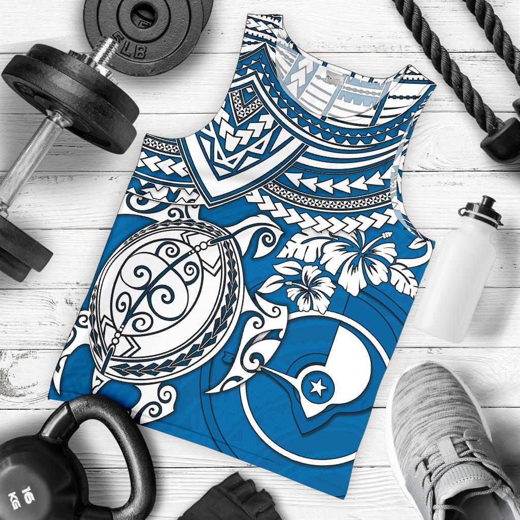 Yap Polynesian Tank Top (Men) - Polynesian Turtle Blue - Polynesian Pride