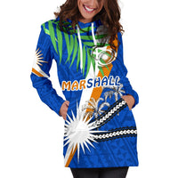 Marshall Islands Rugby Women Hoodie Dress Coconut Leaves - Polynesian Pride
