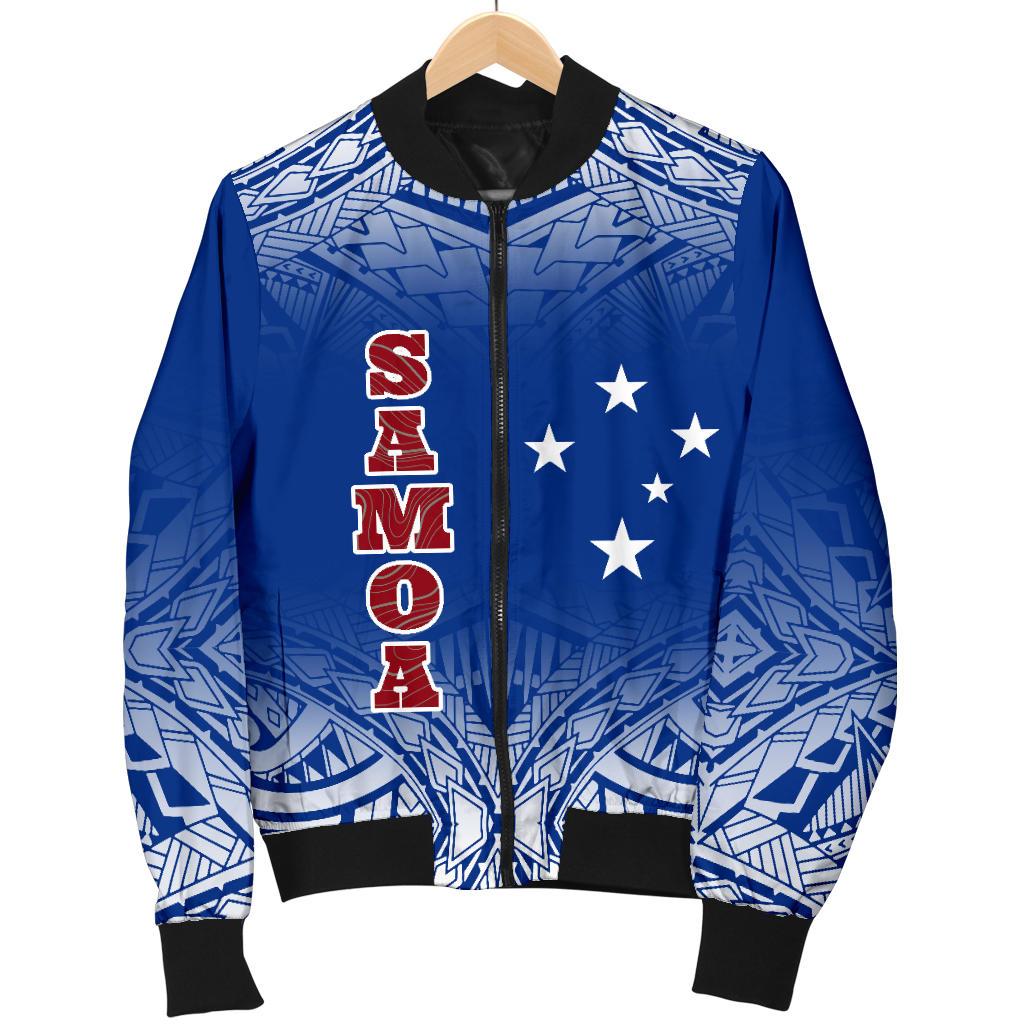 Samoa Men's Bomber Jacket - Polynesian Fog Blue - Polynesian Pride