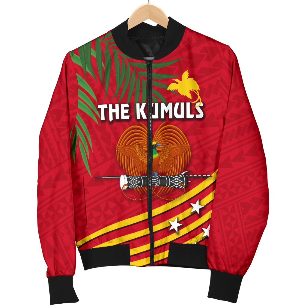 Papua New Guinea Rugby Men Bomber Jacket Coconut Leaves - The Kumuls - Polynesian Pride