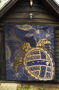 Hawaii Turtle Hibiscus Gold Premium Quilt - Kyn Style - Polynesian Pride