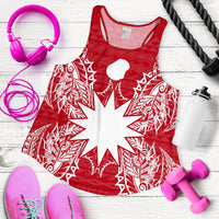 Nauru Polynesian Women Tank Top Map Red White - Polynesian Pride