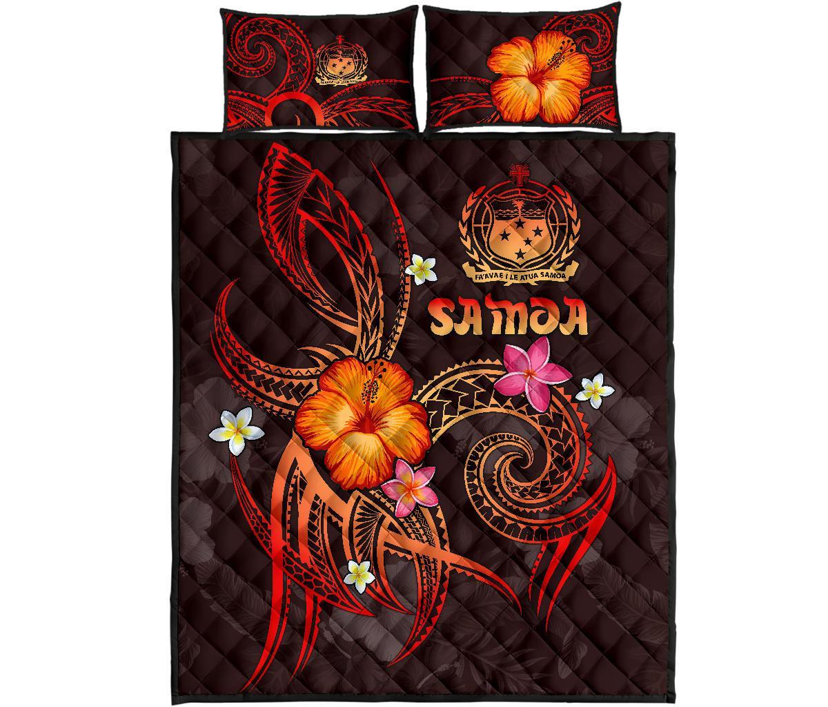 Polynesian Hawaii Quilt Bed Set - Legend of Samoa (Red) - Polynesian Pride