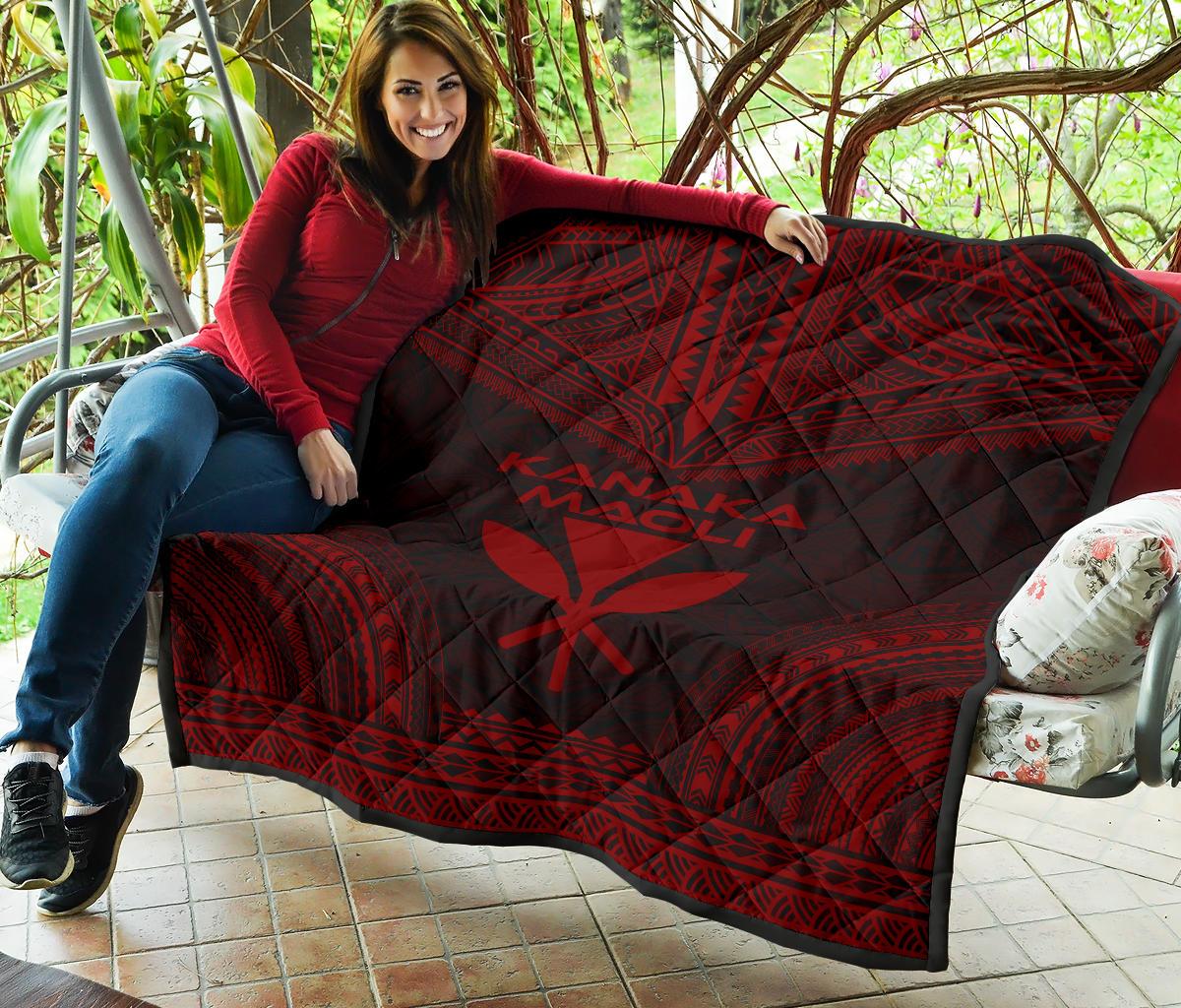 Hawaii Premium Quilt - Kanaka Maoli Polynesian Chief Red Version - Polynesian Pride