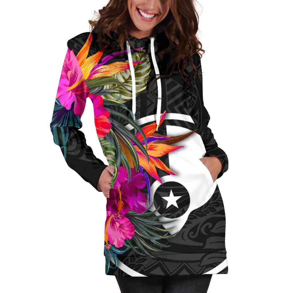 Yap Women's Hoodie Dress - Polynesian Hibiscus Pattern - Polynesian Pride