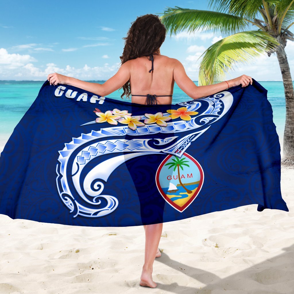 Guam Sarong - Guam Seal Polynesian Patterns Plumeria (Blue) - Polynesian Pride