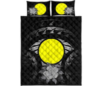 Palau Polynesian Quilt Bed Set Hibiscus Gray - Polynesian Pride