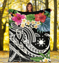The Philippines Premium Blanket - Summer Plumeria (Black) - Polynesian Pride