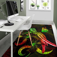 New Caledonia Polynesian Area Rugs - Turtle With Blooming Hibiscus Reggae - Polynesian Pride