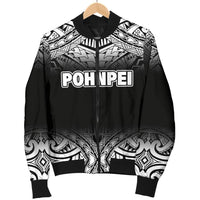 Pohnpei Women's Bomber Jacket - Fog Black Style - Polynesian Pride