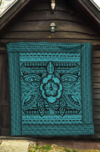Hawaii Polyensian Turtle Premium Quilt Blue - Polynesian Pride